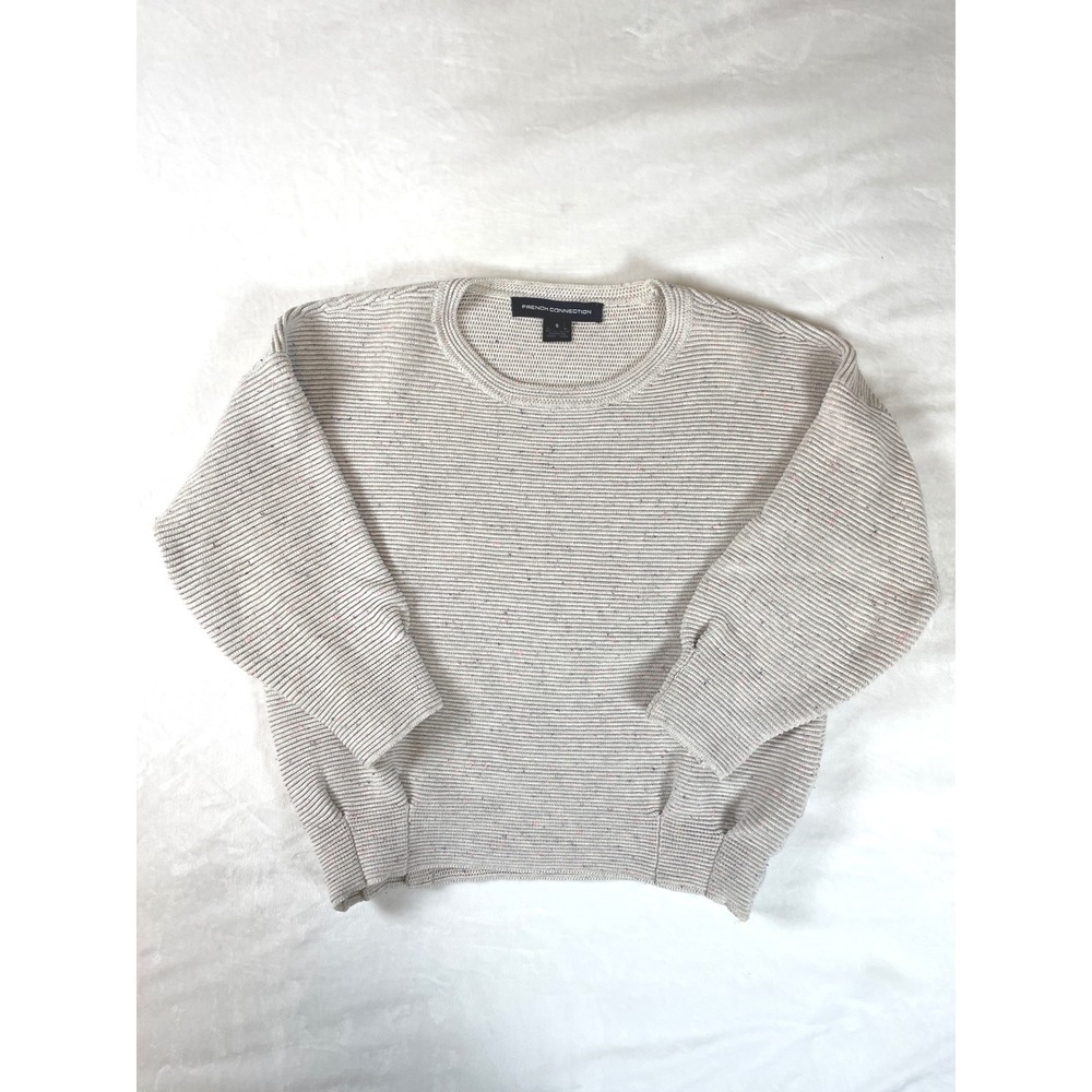 French Connection Cream Ribbed Knit Sweater